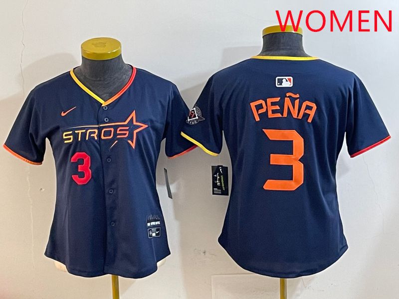 Women Houston Astros 3 Pena Drak Blue Three generations Joint Name 2025 Nike MLB Jersey style 4101